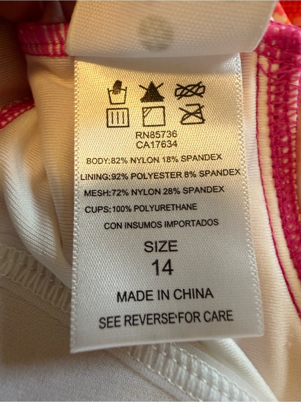 Calypso Cove Swim Dress Sz 14 Pink Orange Skirted One Piece Tropical Print - Picture 11 of 15